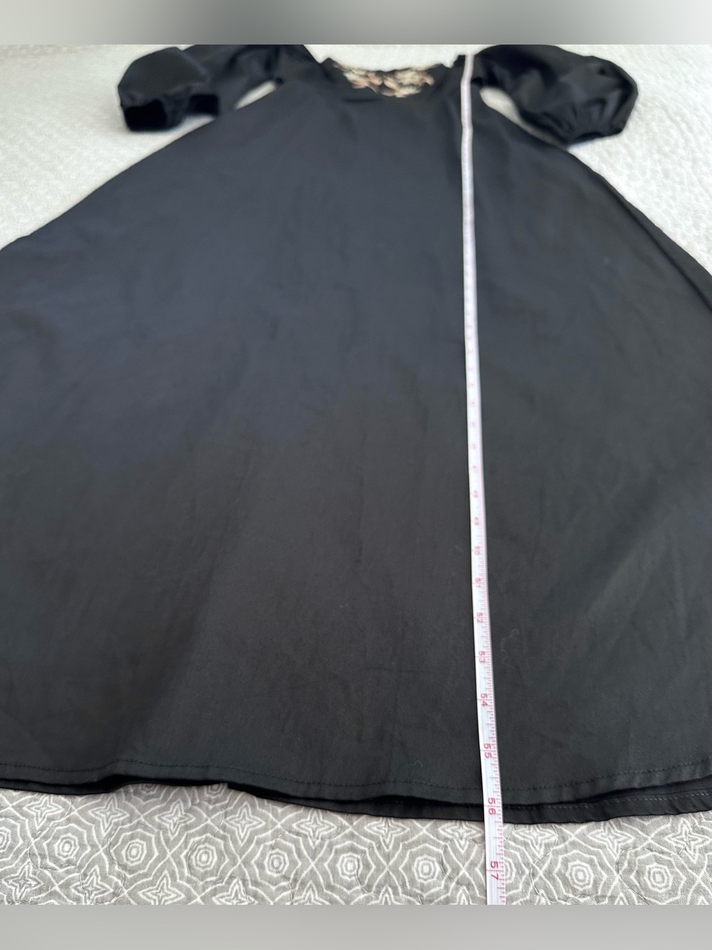 Especia Black Embroidered Cut Out Maxi Dress Puff Long Sleeves Anthropologie XS - Picture 14 of 16